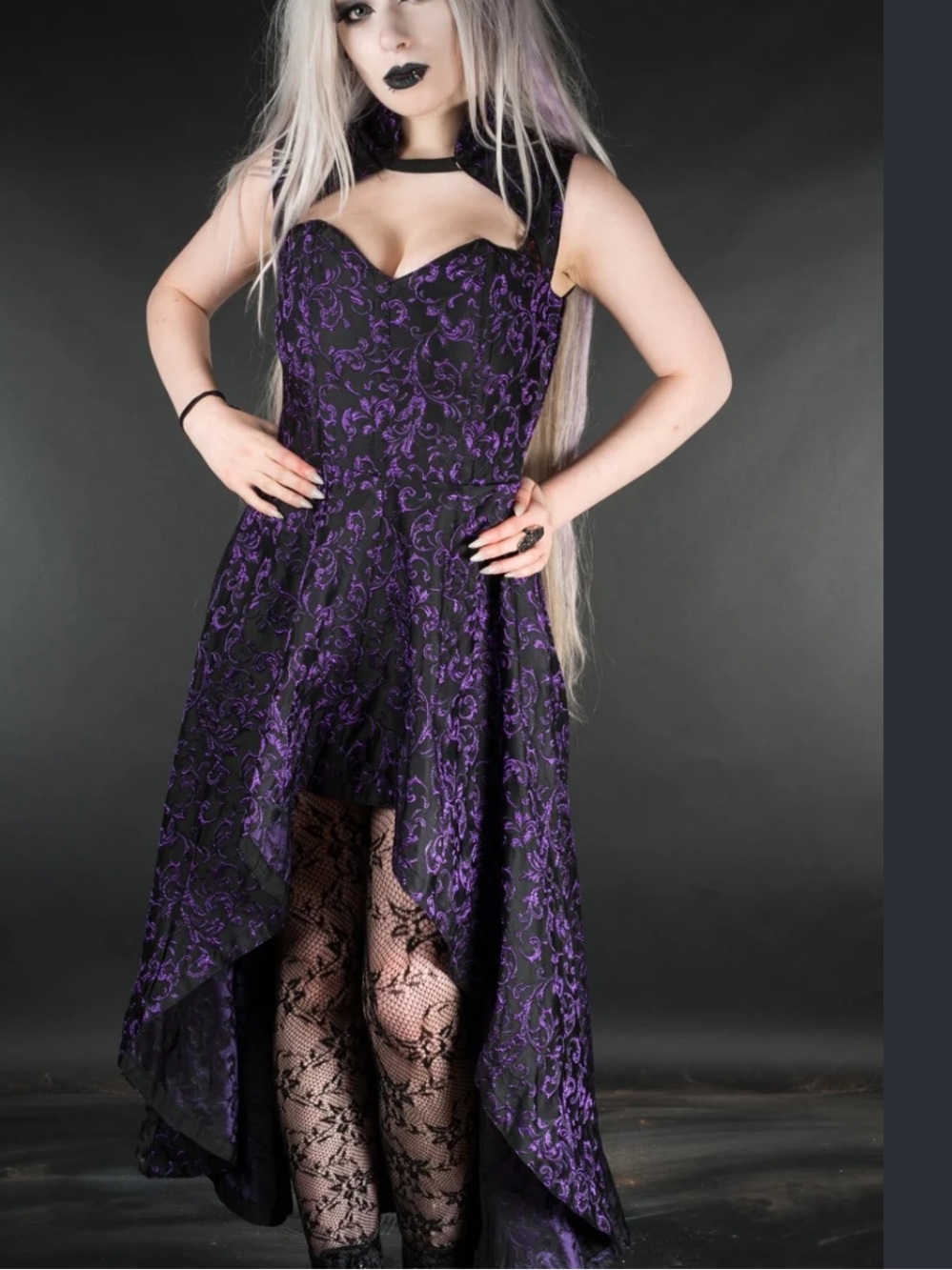 Dracula Clothing Amethyst Steel Choker Dress